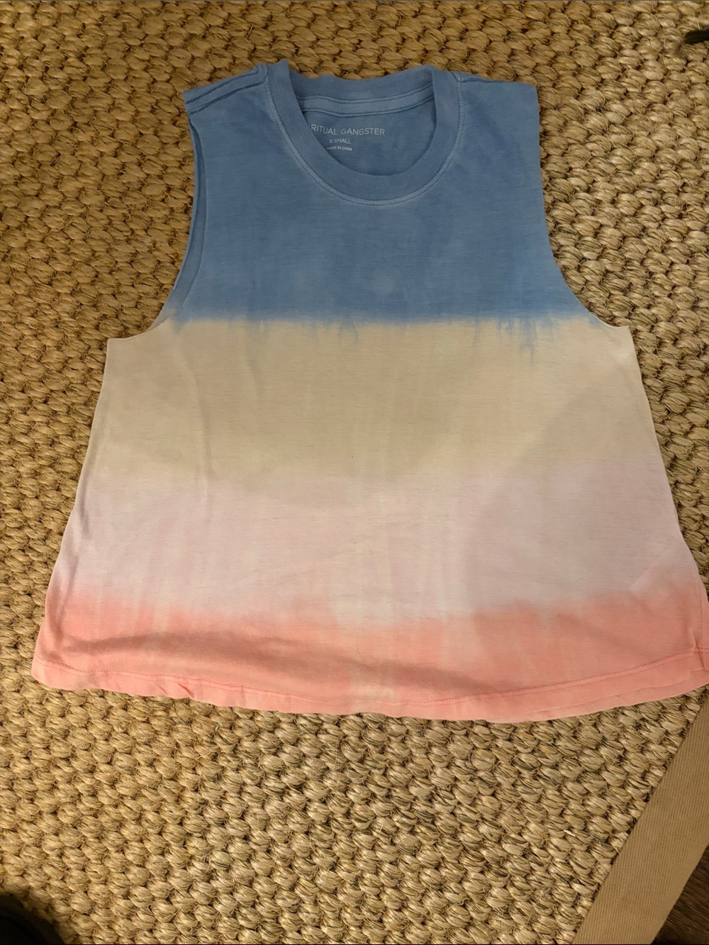 Spiritual Gangster Blue White Pink Ombre Muscle Tank Top